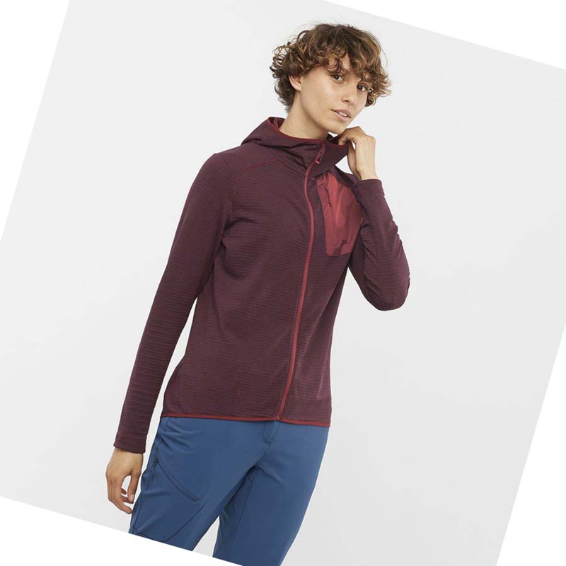 Salomon ESSENTIAL LIGHTWARM HOODED Hoodie Damen Rot | RWVKZEG-31