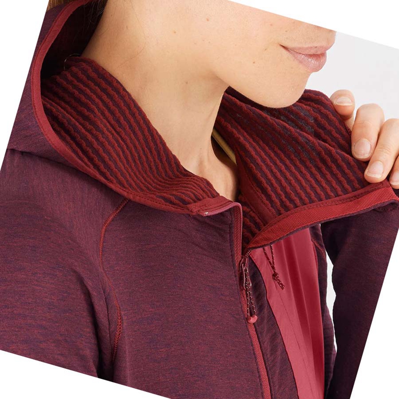 Salomon ESSENTIAL LIGHTWARM HOODED Hoodie Damen Rot | RWVKZEG-31