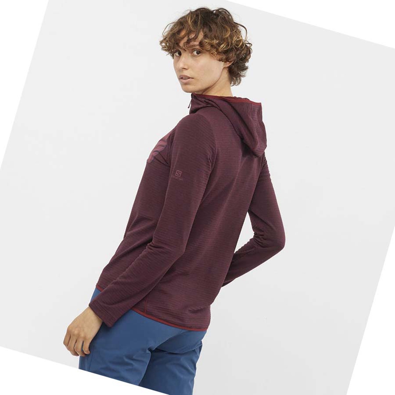 Salomon ESSENTIAL LIGHTWARM HOODED Hoodie Damen Rot | RWVKZEG-31