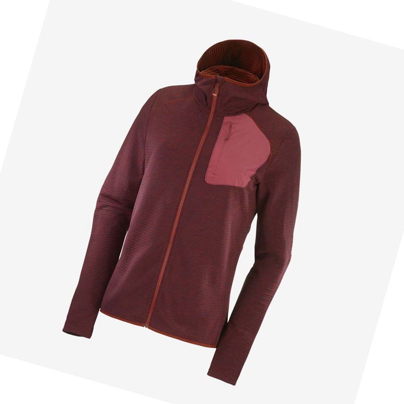 Salomon ESSENTIAL LIGHTWARM HOODED Hoodie Damen Rot | RWVKZEG-31