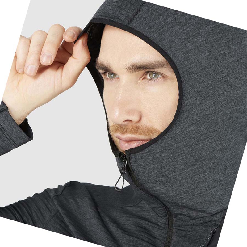 Salomon ESSENTIAL LIGHTWARM HOODED Hoodie Herren Schwarz | XJEHNFC-03