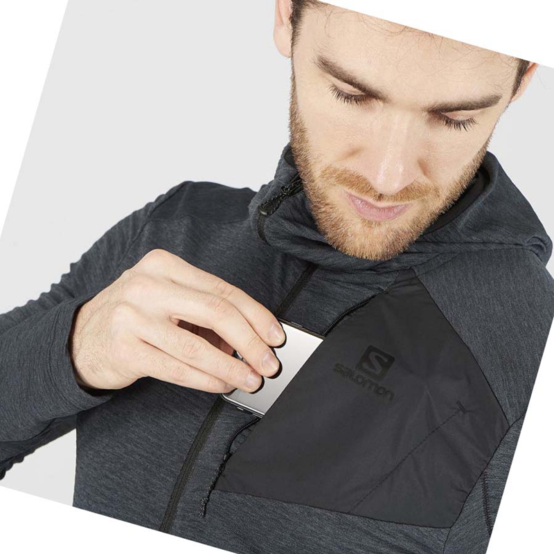 Salomon ESSENTIAL LIGHTWARM HOODED Hoodie Herren Schwarz | XJEHNFC-03
