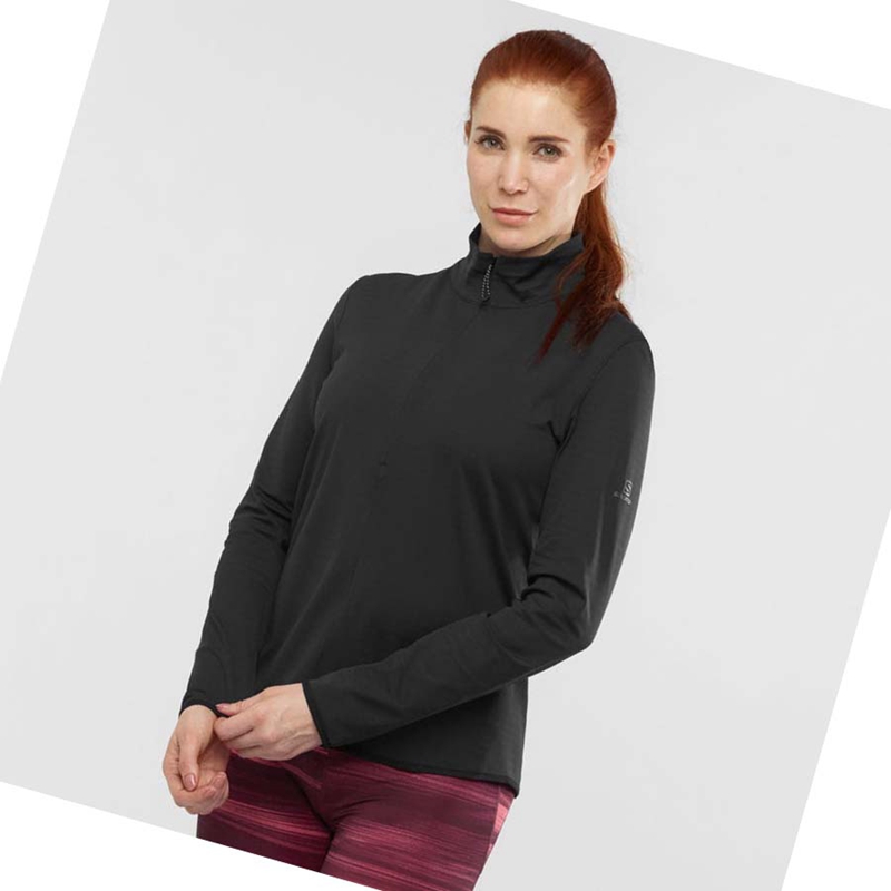 Salomon ESSENTIAL LIGHTWARM Hoodie Damen Schwarz | REQCNWH-20