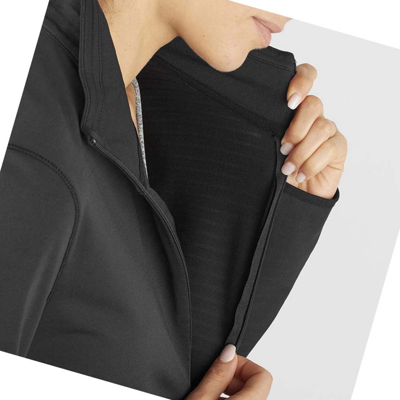 Salomon ESSENTIAL LIGHTWARM Hoodie Damen Schwarz | REQCNWH-20