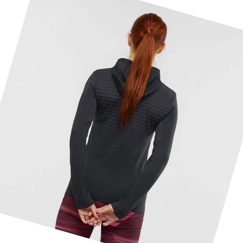 Salomon ESSENTIAL SEAMLESS Hoodie Damen Schwarz | KFCAZNR-93