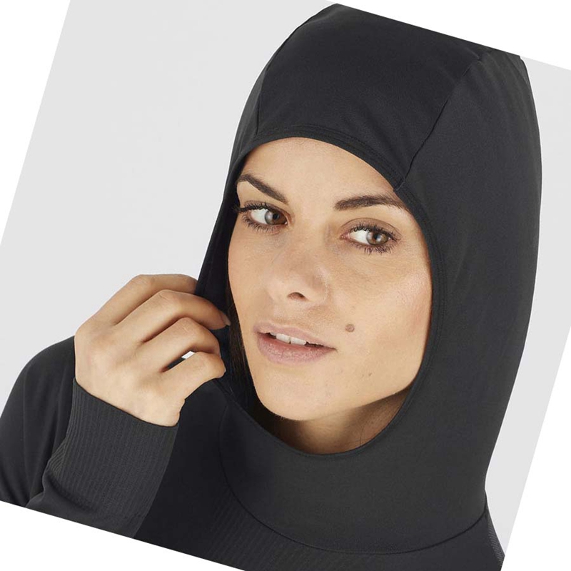 Salomon ESSENTIAL SEAMLESS Hoodie Damen Schwarz | KFCAZNR-93