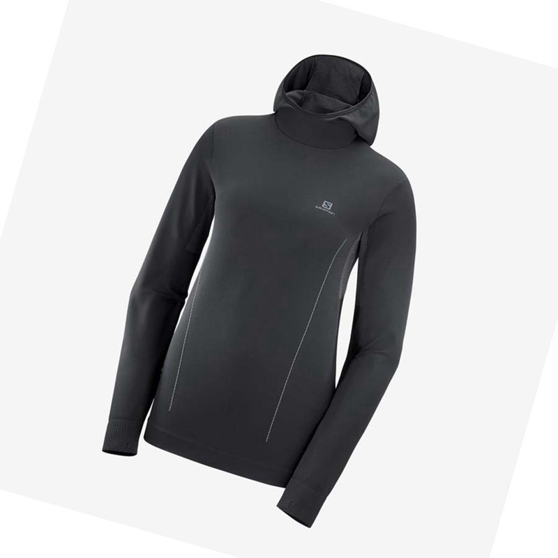 Salomon ESSENTIAL SEAMLESS Hoodie Damen Schwarz | KFCAZNR-93