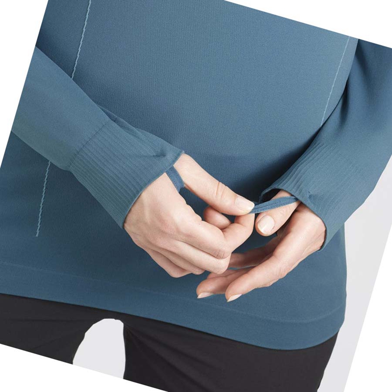 Salomon ESSENTIAL SEAMLESS Hoodie Damen Navy | ZFSMUPC-31
