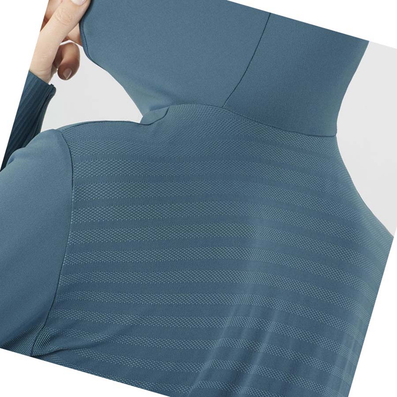 Salomon ESSENTIAL SEAMLESS Hoodie Damen Navy | ZFSMUPC-31