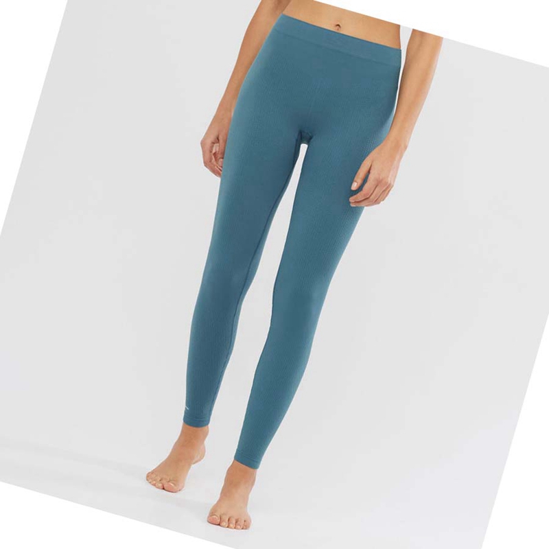 Salomon ESSENTIAL SEAMLESS Hose Damen Blau | HBZJNDM-53