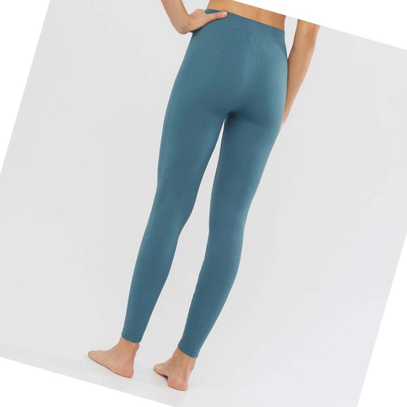 Salomon ESSENTIAL SEAMLESS Hose Damen Blau | HBZJNDM-53