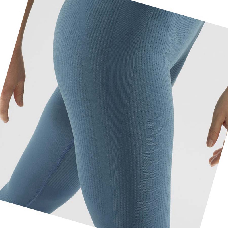 Salomon ESSENTIAL SEAMLESS Hose Damen Blau | HBZJNDM-53