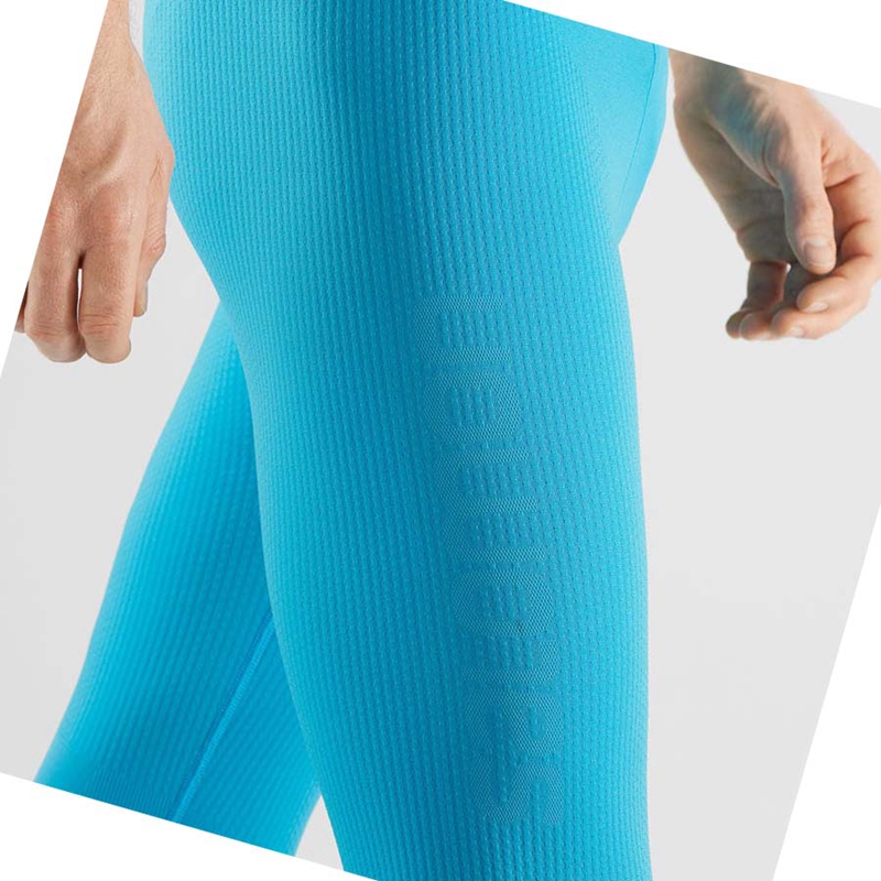 Salomon ESSENTIAL SEAMLESS Hose Herren Blau | MQERTKU-37
