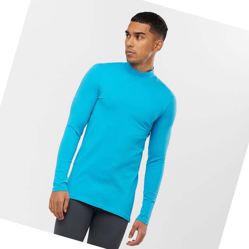 Salomon ESSENTIAL SEAMLESS T-shirts Herren Blau | JCRDBNA-90