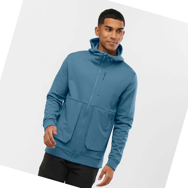 Salomon ESSENTIAL WARM FLEECE Hoodie Herren Blau | JCXZRWT-80