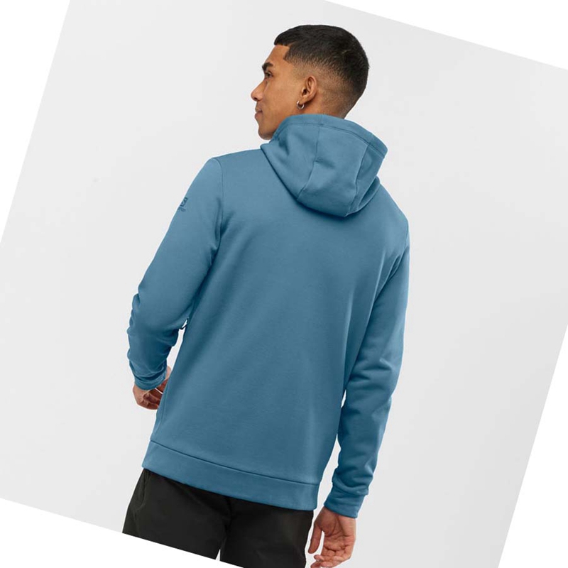 Salomon ESSENTIAL WARM FLEECE Hoodie Herren Blau | JCXZRWT-80