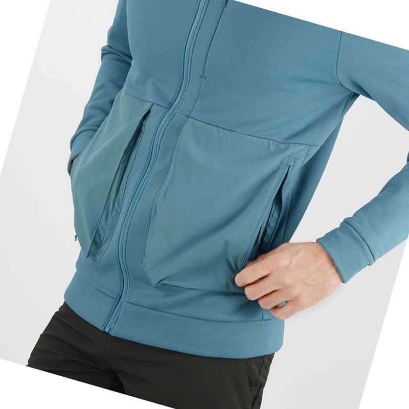 Salomon ESSENTIAL WARM FLEECE Hoodie Herren Blau | JCXZRWT-80