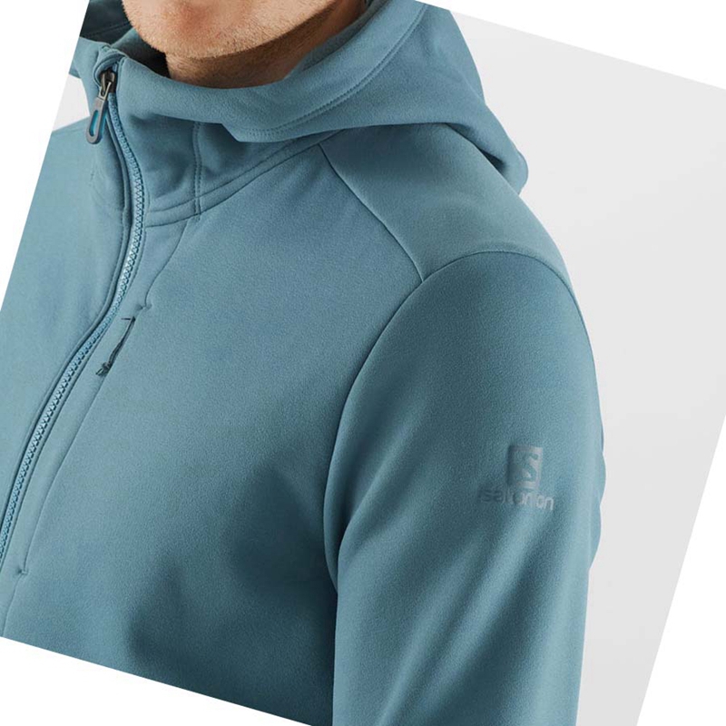 Salomon ESSENTIAL WARM FLEECE Hoodie Herren Blau | JCXZRWT-80