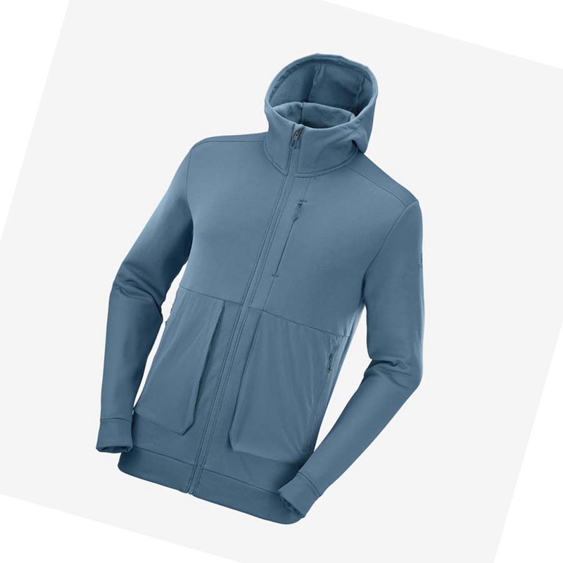 Salomon ESSENTIAL WARM FLEECE Hoodie Herren Blau | JCXZRWT-80