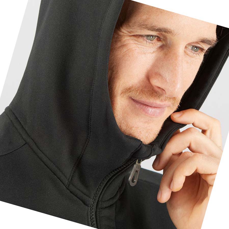 Salomon ESSENTIAL WARM FLEECE Hoodie Herren Schwarz | SDVWPTG-25