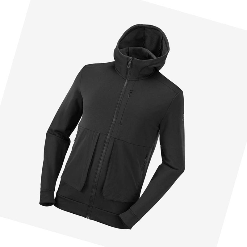 Salomon ESSENTIAL WARM FLEECE Hoodie Herren Schwarz | SDVWPTG-25