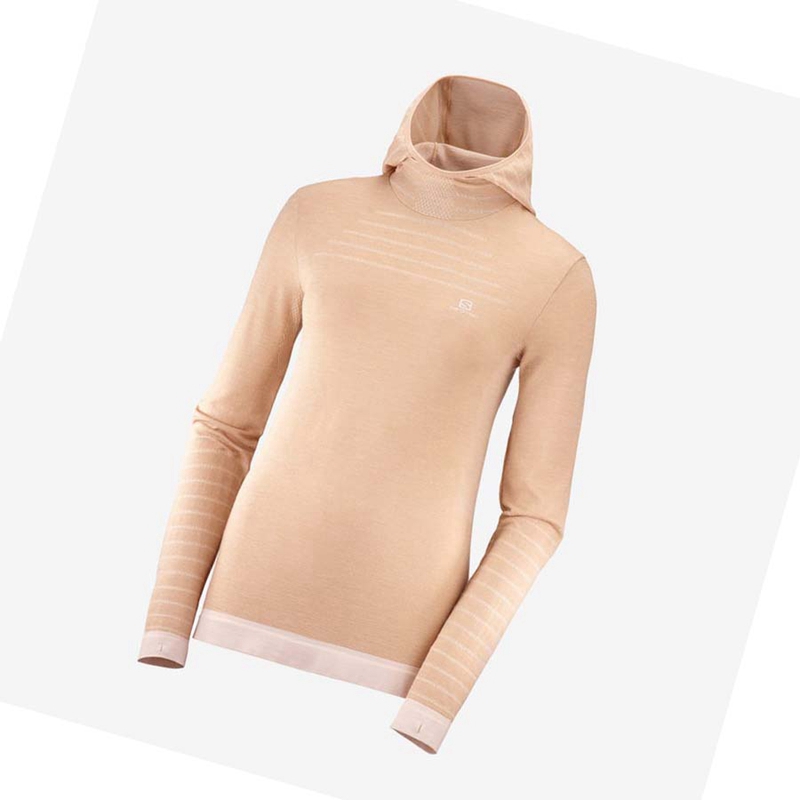 Salomon ESSENTIAL WOOL T-shirts Damen Beige | TZPXIUL-25