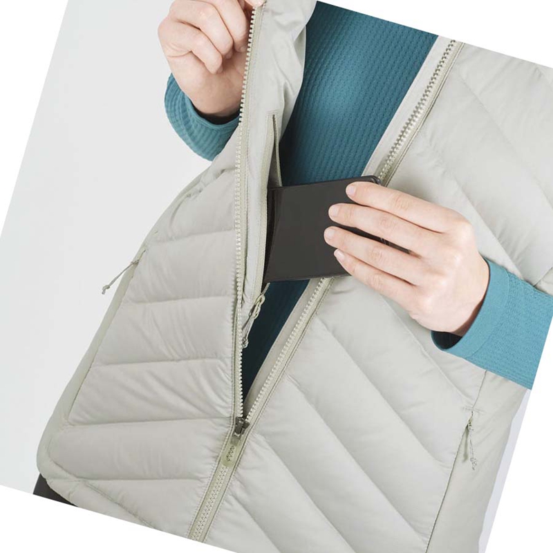 Salomon ESSENTIAL XWARM DOWN Skijacken Damen Silber | UCRPEFN-05