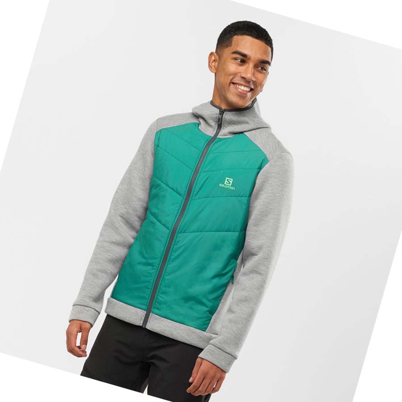 Salomon ESSENTIAL XWARM HYBRID Hoodie Herren Grün | HJQGSLA-84