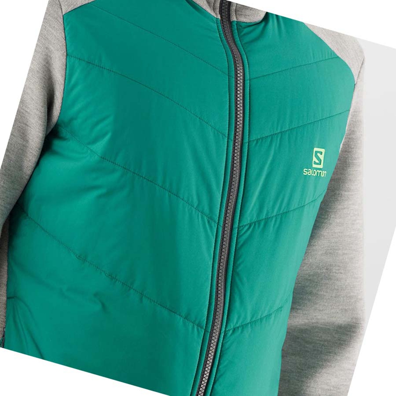 Salomon ESSENTIAL XWARM HYBRID Hoodie Herren Grün | HJQGSLA-84