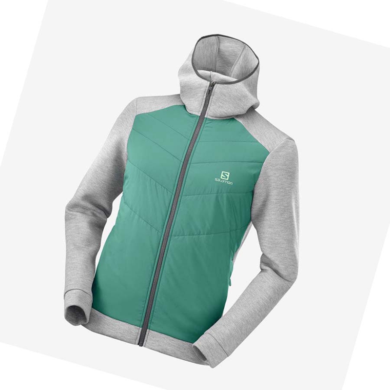 Salomon ESSENTIAL XWARM HYBRID Hoodie Herren Grün | HJQGSLA-84