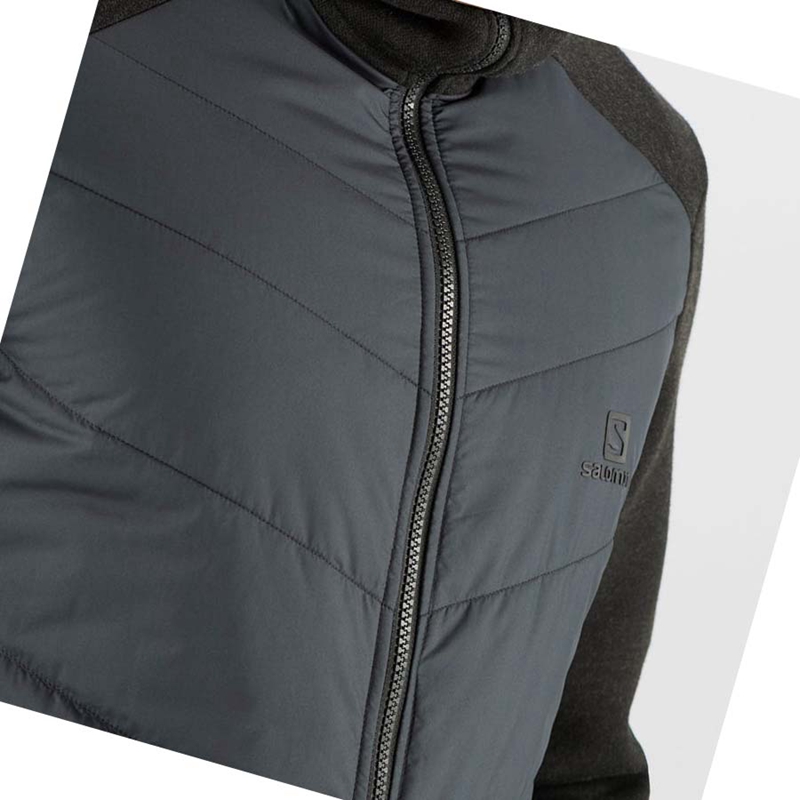 Salomon ESSENTIAL XWARM HYBRID Hoodie Herren Grau | WFMCPDX-04