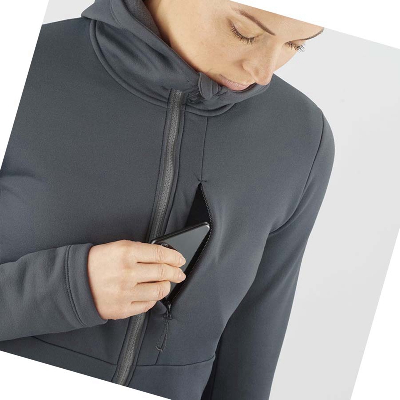 Salomon ESSENTIAL XWARM Hoodie Damen Schwarz | DQTXOHN-01