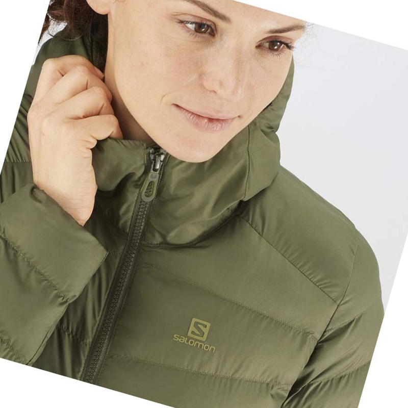 Salomon ESSENTIAL XWARM LONG INSULATED Jacke Damen Olivgrün | LIKVWAD-94