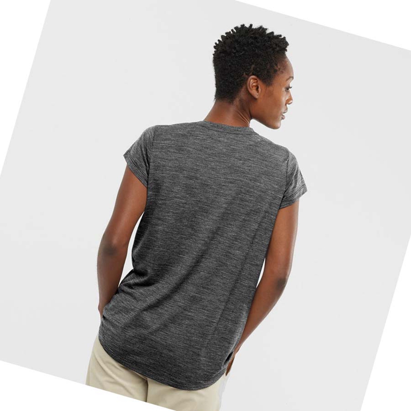 Salomon OUTLIFE MERINO BLEND T-shirts Damen Schwarz | VDNMFBP-96