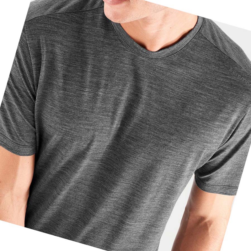 Salomon OUTLIFE MERINO BLEND T-shirts Herren Schwarz | RLXESNJ-36