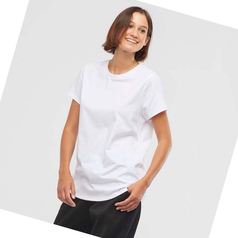 Salomon OUTLIFE SCOOP HEM TEE W T-shirts Damen Weiß | XDJSHCV-96