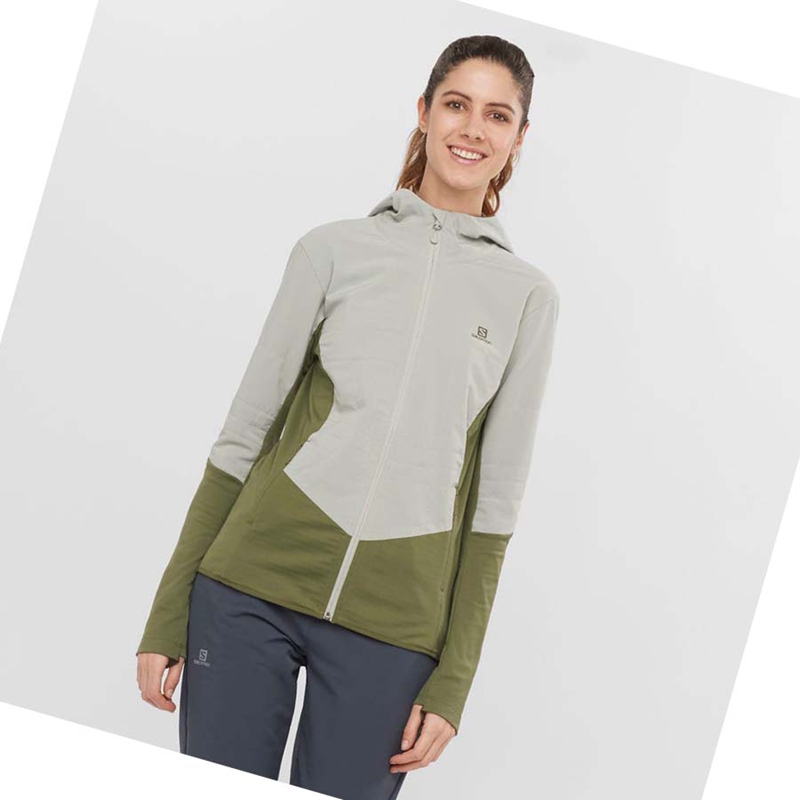Salomon OUTLINE ALL SEASON HYBRID Hoodie Damen Olivgrün | DRMYLKS-13