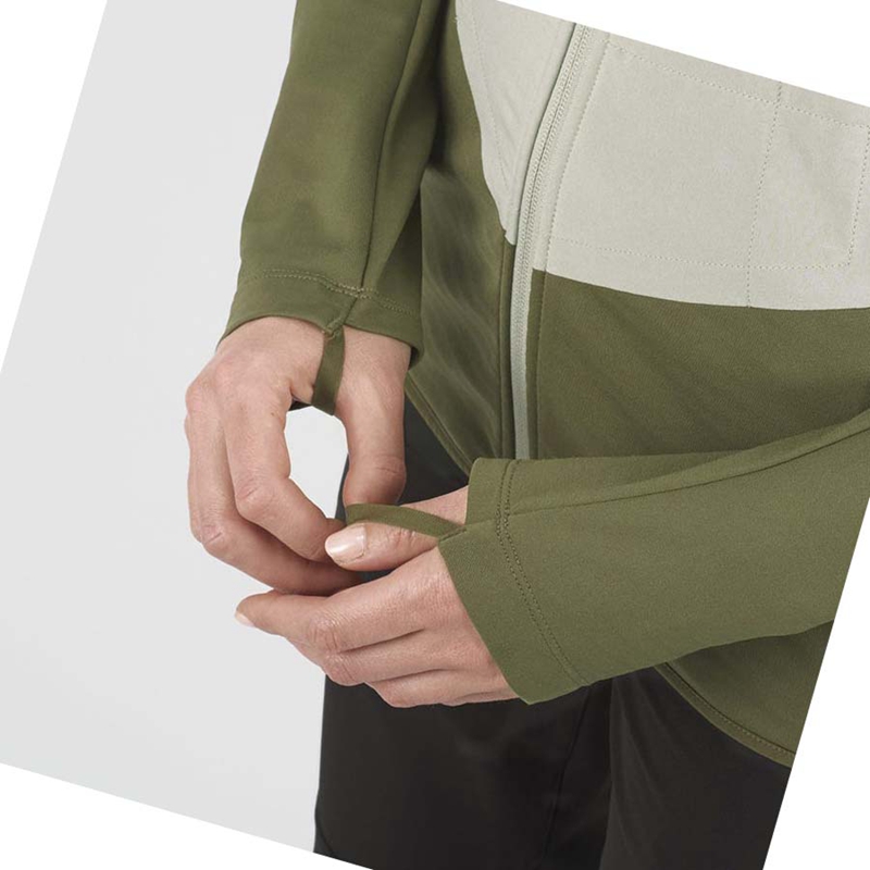 Salomon OUTLINE ALL SEASON HYBRID Hoodie Damen Olivgrün | DRMYLKS-13
