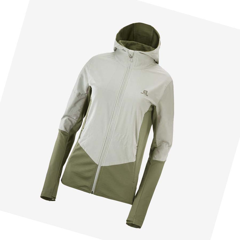 Salomon OUTLINE ALL SEASON HYBRID Hoodie Damen Olivgrün | DRMYLKS-13