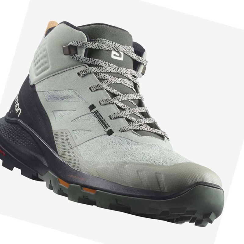 Salomon OUTPULSE MID GORE-TEX Wanderschuhe Herren Schwarz Türkis | LISQUME-91