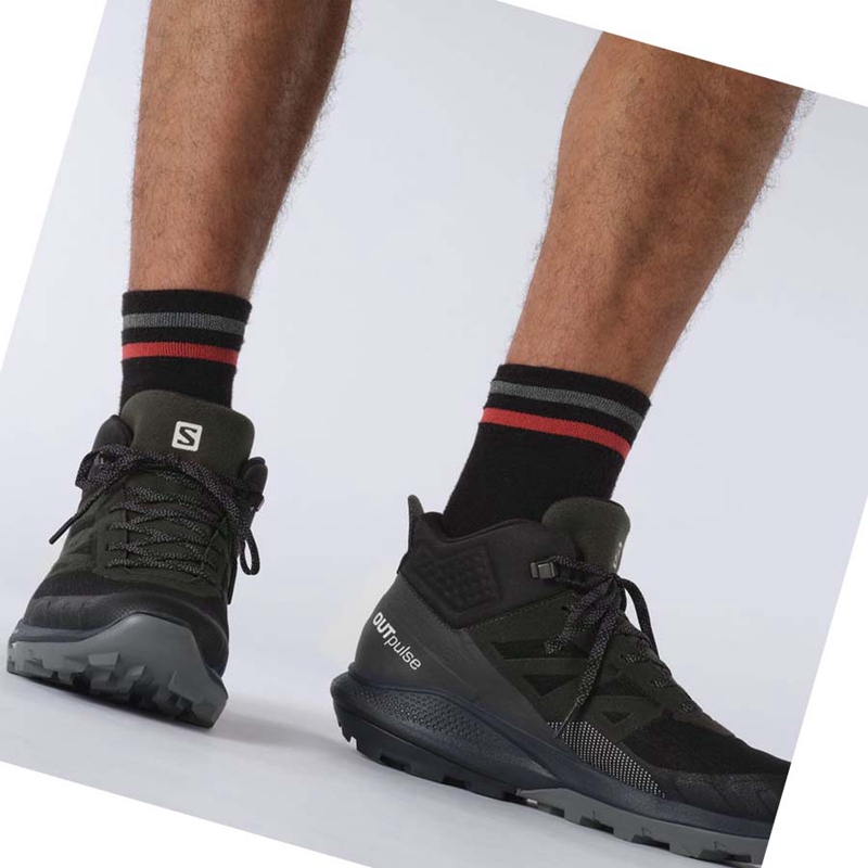 Salomon OUTPULSE MID GORE-TEX Wanderschuhe Herren Schwarz | ZIYGVFT-84