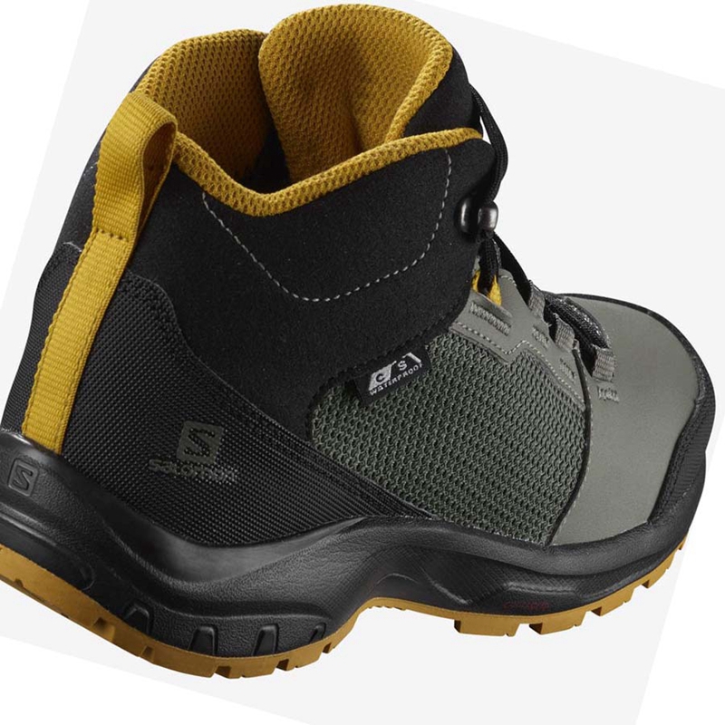 Salomon OUTWARD CLIMASALOMON™ WATERPROOF Wanderschuhe Kinder Olivgrün | BPVWIFQ-42