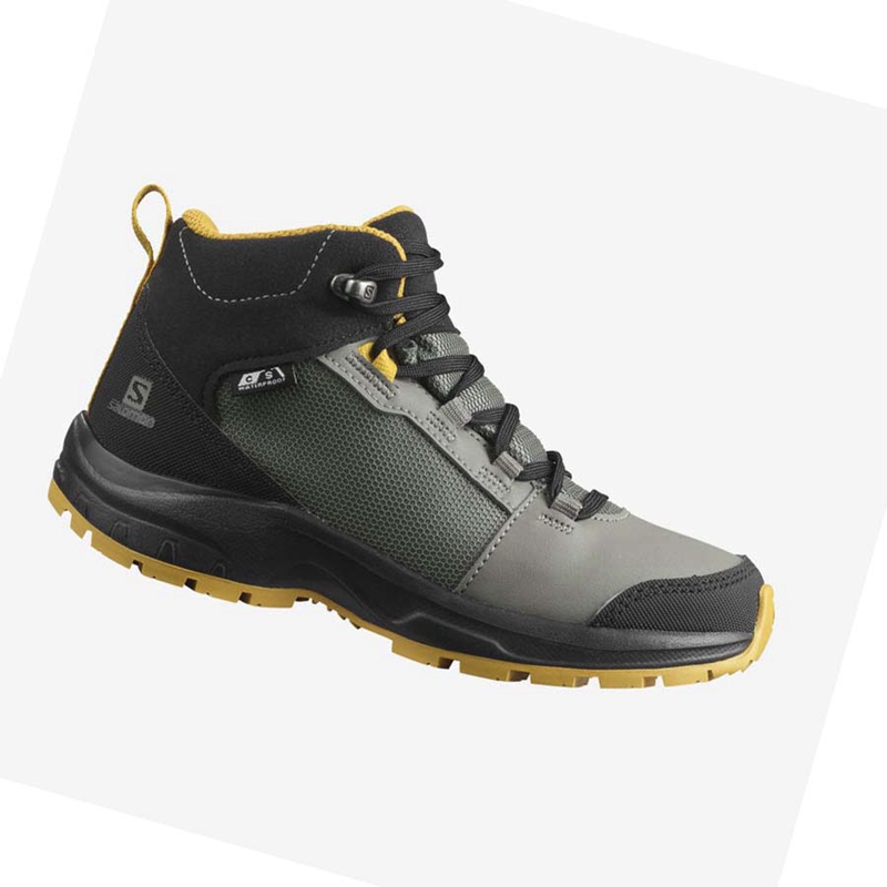 Salomon OUTWARD CLIMASALOMON™ WATERPROOF Wanderschuhe Kinder Olivgrün | BPVWIFQ-42