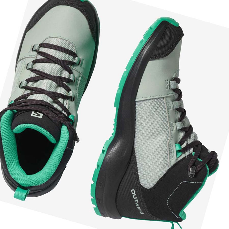 Salomon OUTWARD CLIMASALOMON™ WATERPROOF Wanderschuhe Kinder Mintfarben | VUACNZF-93
