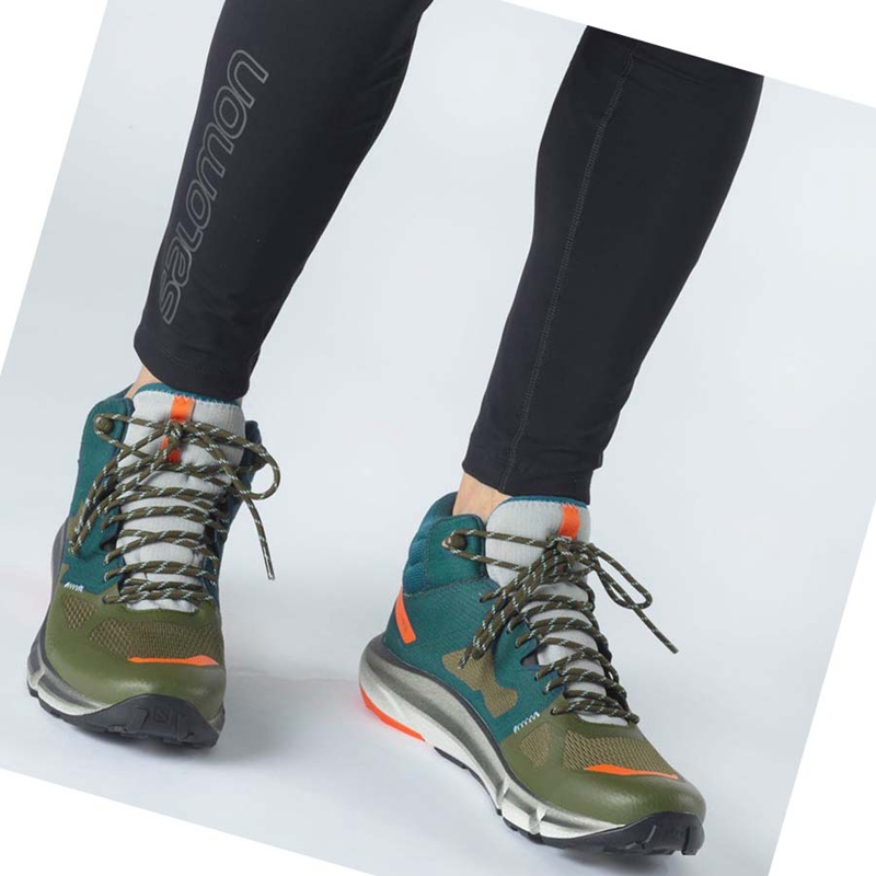 Salomon PREDICT HIKE MID GORE-TEX Wanderschuhe Herren Tiefesgrün Olivgrün | PXRQGNW-14