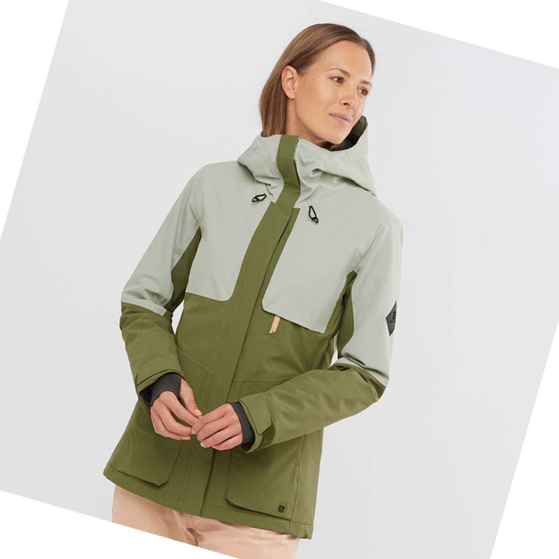 Salomon PROOF LIGHT Skijacken Damen Olivgrün | TPBXEOH-09