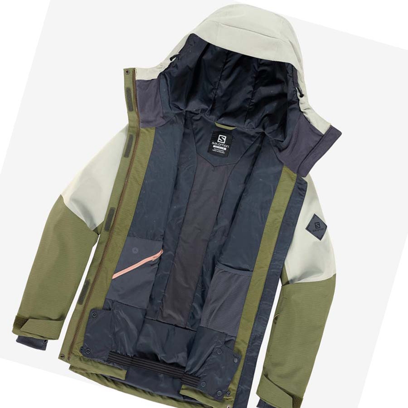Salomon PROOF LIGHT Skijacken Damen Olivgrün | TPBXEOH-09