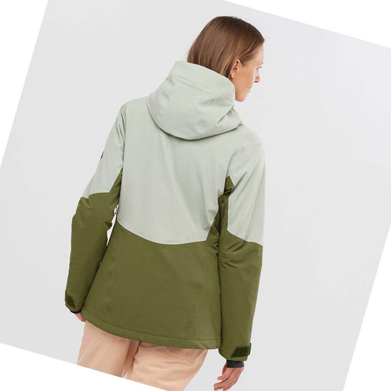 Salomon PROOF LIGHT Skijacken Damen Olivgrün | TPBXEOH-09