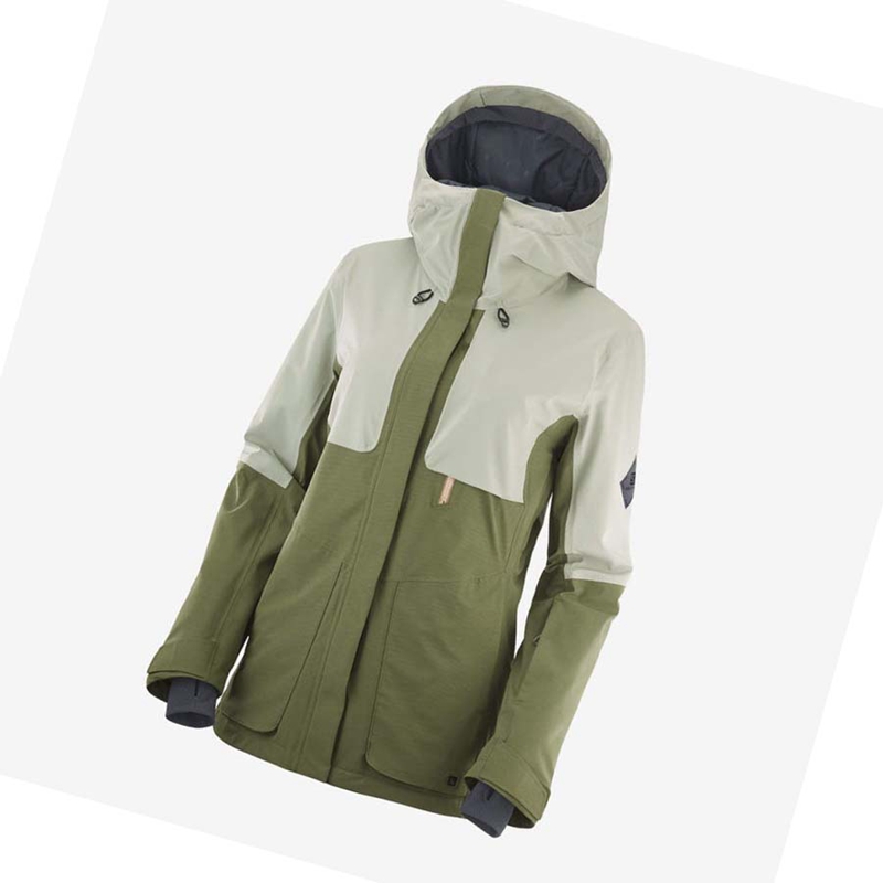 Salomon PROOF LIGHT Skijacken Damen Olivgrün | TPBXEOH-09