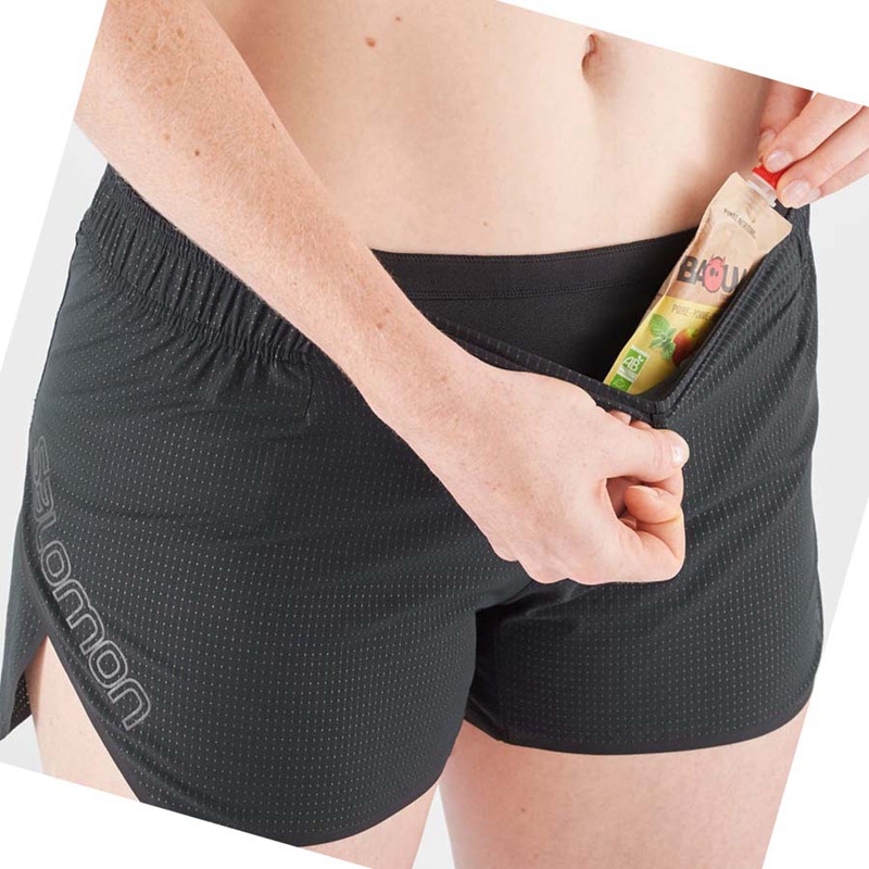 Salomon SENSE AERO 3'' Kurze Hose Damen Schwarz | UYISWKM-70